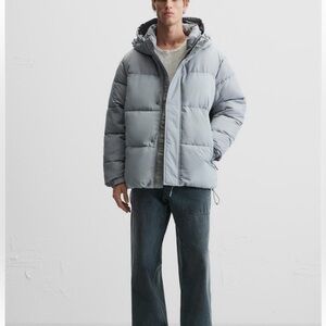 Zara Men's Gray Puffer Jacket, XXL